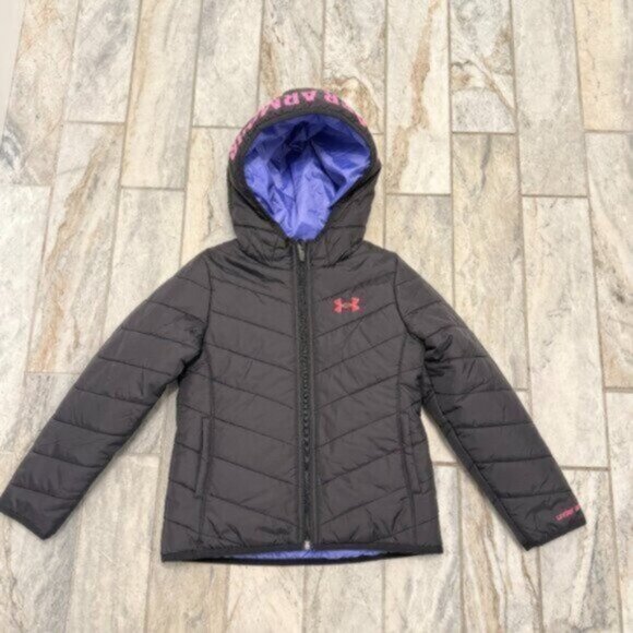 Under Armour girls youth small 7/8 black puffer Winter coat NEW